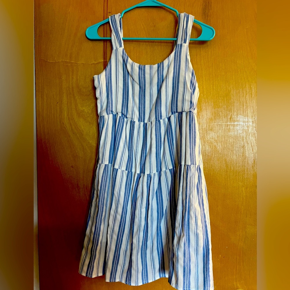Mini Blue and White Striped Sundress